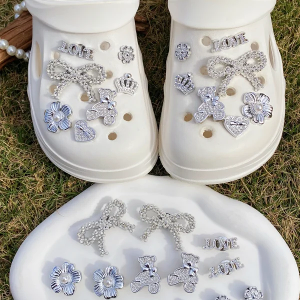 14 DIY detachable accessories: Bow, bear, heart, crown, love shoe buckle DIY decoration, multi-functional shoe clip accessories