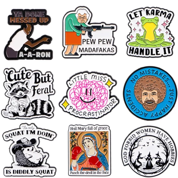 Interesting Quotes Series Brooches on Clothing Accessories Backpack Alloy Brooch Badge Enamel Lapel Pins