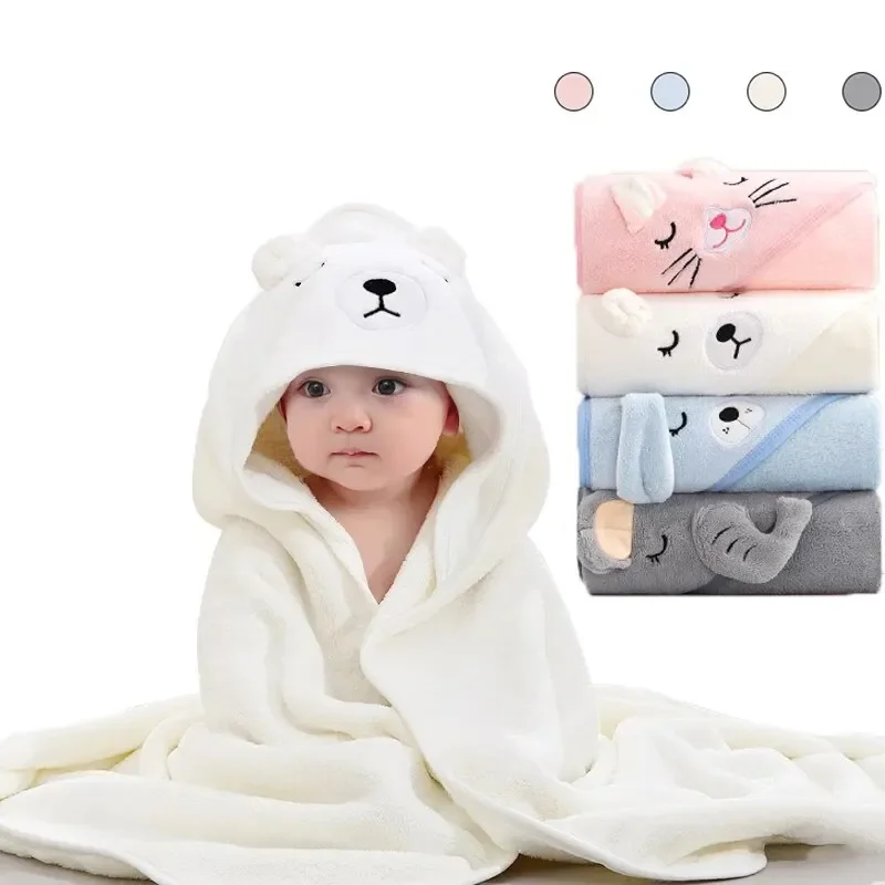 S51d6e2b333b2427cb35c3191e4a9e82ev.webp Toddler Bathrobe Infant Bath Towel Boy Girl Blankets Swaddle With Hood Cartoon Coral Fleece Towel Blanket Newborn Kids Bedding - Image 1